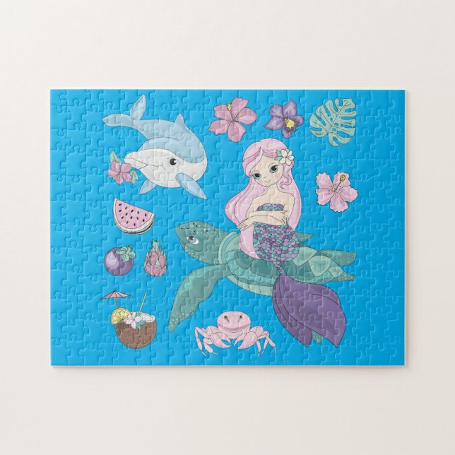 Puzzle "under the sea" for girls. (Horizontal)