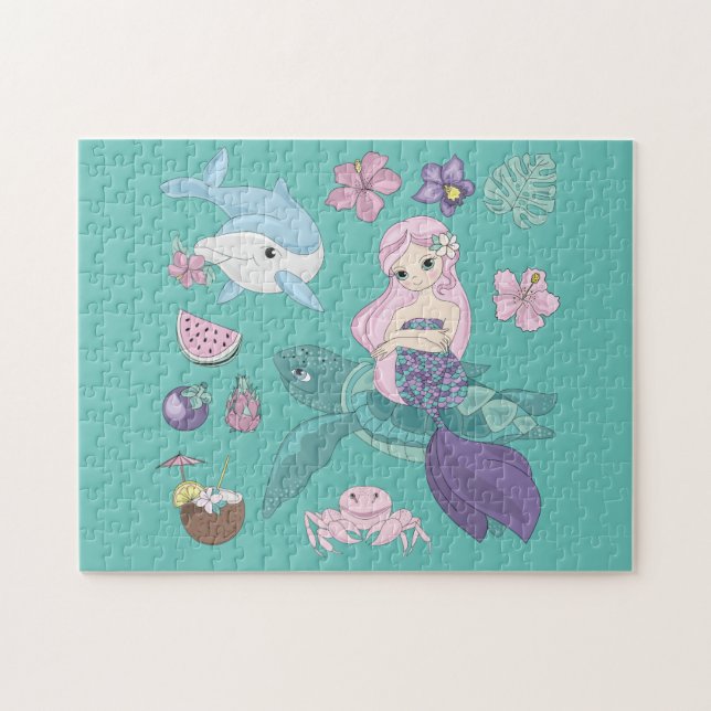 Puzzle "under the sea" for girls. (Horizontal)