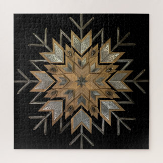 Puzzle Walnut with Etched steel and snowflake fram