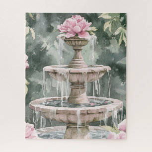 PUZZLE: Watercolor Garden Fountain for Women Jigsaw Puzzle