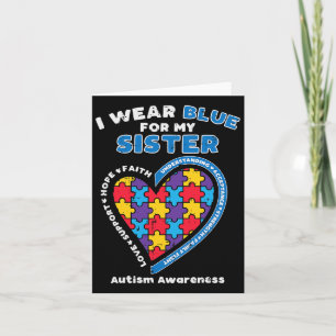 Puzzle Wear Blue For My Sister Autism Awareness Fa Card