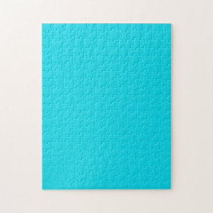 Puzzle with Bright Neon Teal Blue Background