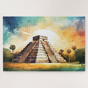 Puzzle with Chichen Itza, Mexico.