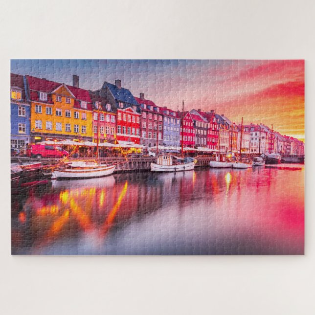 Puzzle with Copenhagen sunrise Nyhavn, Denmark (Horizontal)