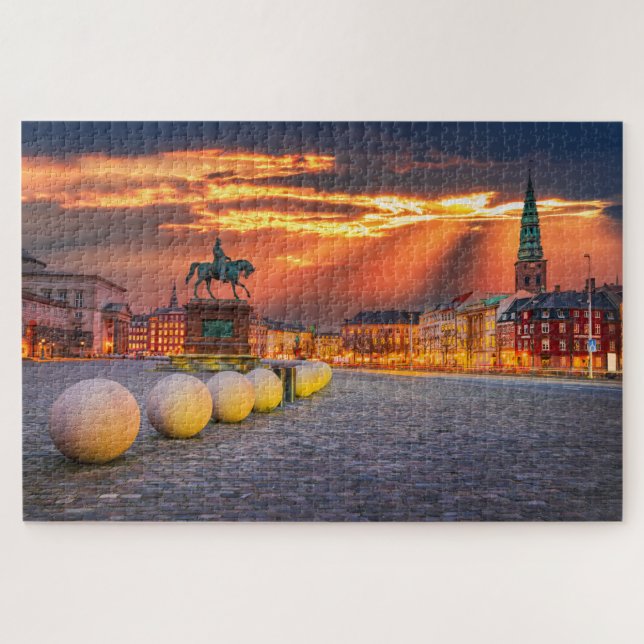 Puzzle with Copenhagen sunset, Denmark (Horizontal)