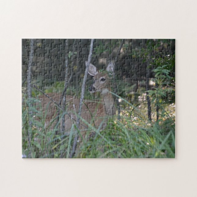 Puzzle with Gift Box/Doe in Woods (Horizontal)