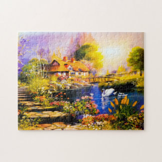 Puzzle with Gift Box - - Landscape painting
