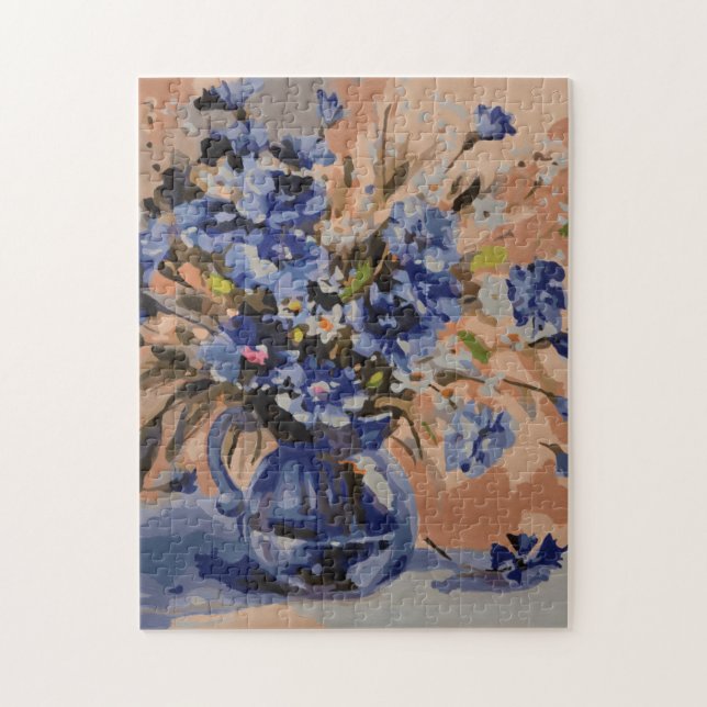 Puzzle with paint effect done in blue (Vertical)
