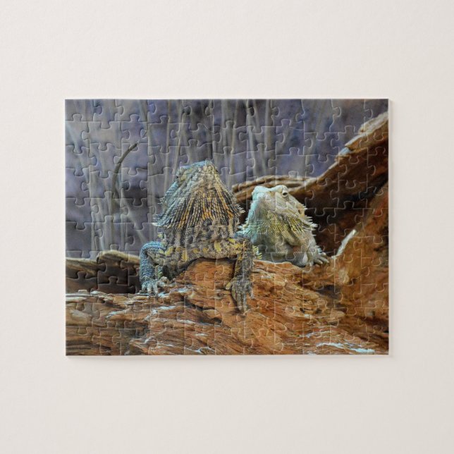 Puzzle with two curious lizards (Horizontal)