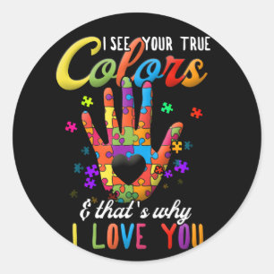 Puzzle World Autism Awareness Month See Your True Classic Round Sticker