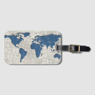 Puzzle world luggage tag
