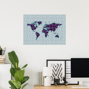 puzzle world map wall decor