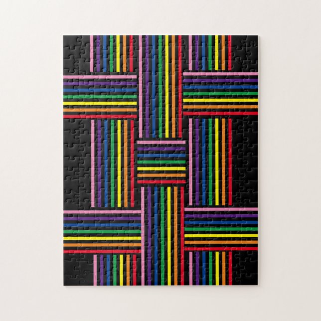 Puzzle - Woven Rainbow Coloured Ribbons (Vertical)