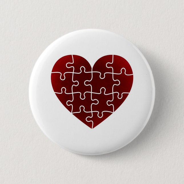Puzzled Hearts 6 Cm Round Badge (Front)