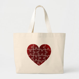 Puzzled Hearts Large Tote Bag