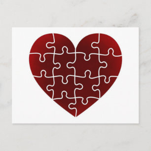 Puzzled Hearts Postcard