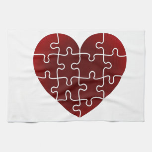 Puzzled Hearts Tea Towel