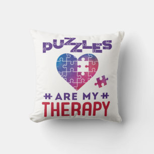 Puzzles Are My Therapy Jigsaw Puzzle Lover Cushion