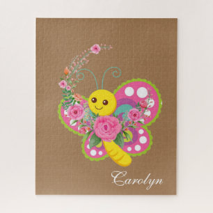 Puzzles Beige Butterfly Floral