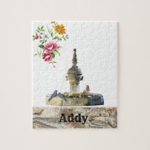 Puzzles Birds Fountain Floral