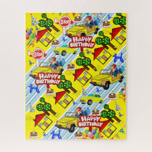 Puzzles Boys Happy Birthday Cars Dogs Yellow