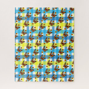 Puzzles Butterfly Yellow Blue Plaid
