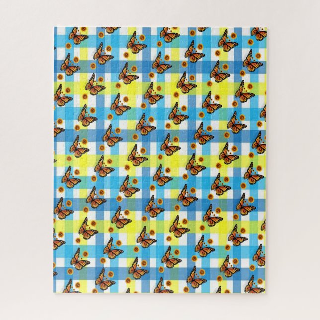 Puzzles Butterfly Yellow Blue Plaid (Vertical)