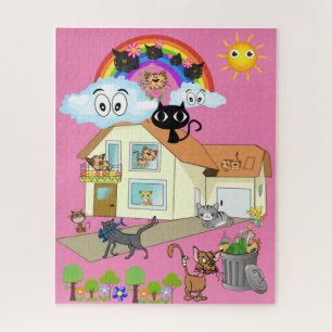 Puzzles Cats Rainbow House