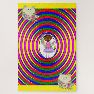 Puzzles Challenging Colours Girl Cats Kittens