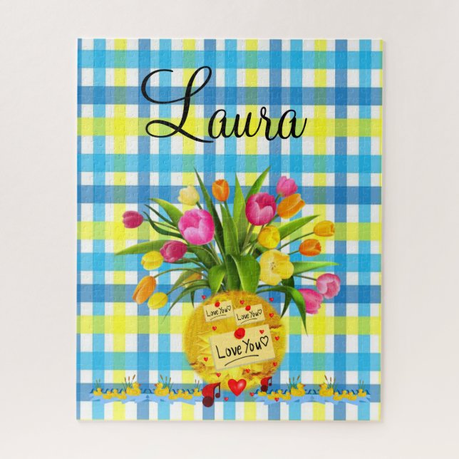 Puzzles Colorful Floral Duck Plaid (Vertical)
