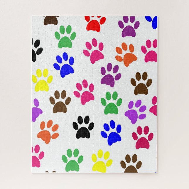 Puzzles Coloured Paw Prints (Vertical)