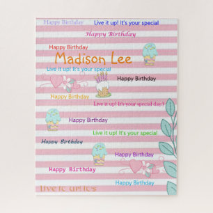 Puzzles Colourful Happy Birthday Celebrate Pink