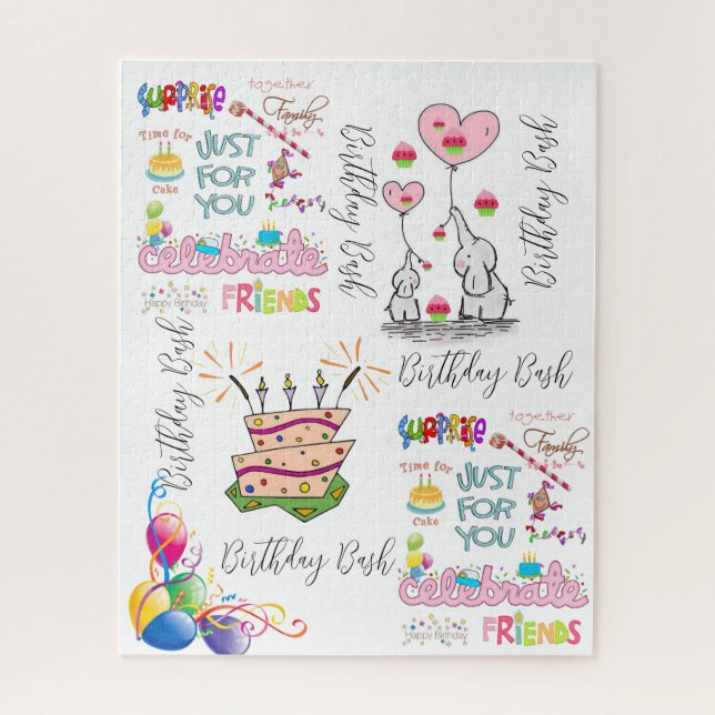 Puzzles Colourful Happy Birthday Friends Family (Vertical)