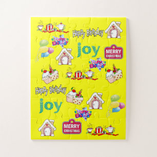 Puzzles Colourful Happy Birthday Merry Christmas