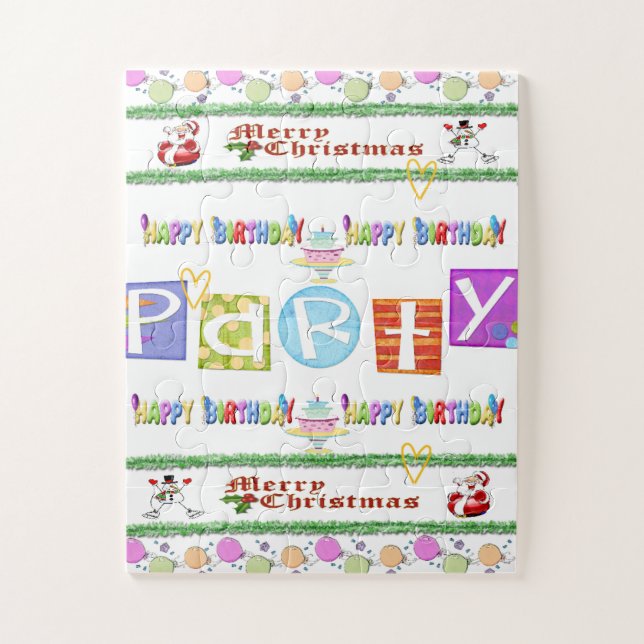 Puzzles Colourful Happy Birthday Merry Christmas (Vertical)