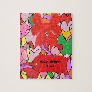 PUZZLES: Colourful Hearts Birthday Gift For Girls Jigsaw Puzzle