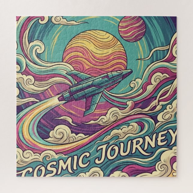 PUZZLES: Cosmic Journey Spaceship Outer-Space Jigsaw Puzzle (Vertical)