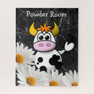 Puzzles Cow Floral Black Marble