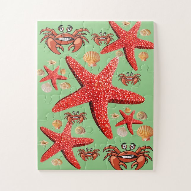 Puzzles Crab Starfish Beach Shells (Vertical)