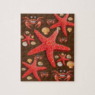 Puzzles Crab Starfish Beach Shells Brown