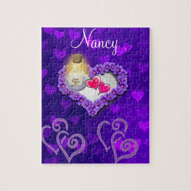 Puzzles Fairy Purple Hearts Pink Hearts (Vertical)