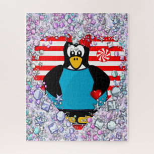 Puzzles Floral Penguin Hearts Happy Valentine
