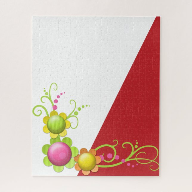 Puzzles Floral Red Triangle (Vertical)