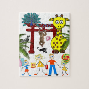 Puzzles Giraffe Zoo Monkey