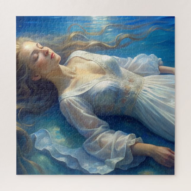 Puzzles girl in a dress in the lake art (Vertical)