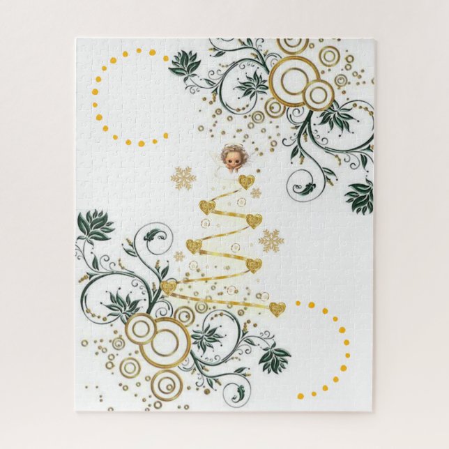 Puzzles Gold Baby Angel Flowers Floral (Vertical)