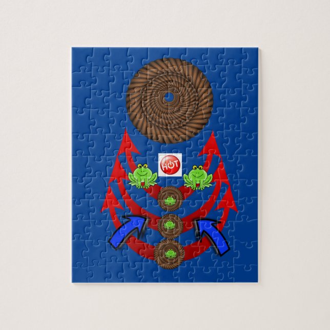 Puzzles Green Frogs Arrow Blue (Vertical)