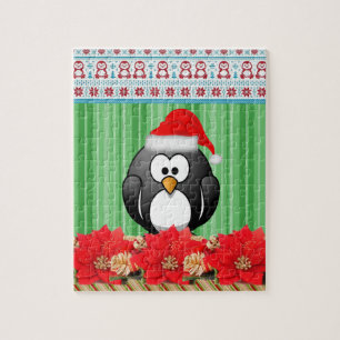 Puzzles Green Stripe, Penguin Christmas