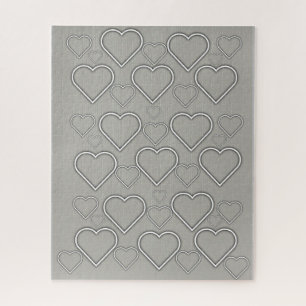 Puzzles Grey White Hearts