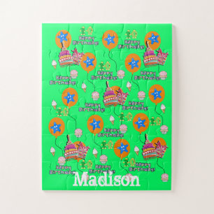 Puzzles, Happy 10th Birthday, #10 Birthday Green Jigsaw Puzzle